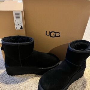 UGG Ultra Mini Platform Black Ankle Boots